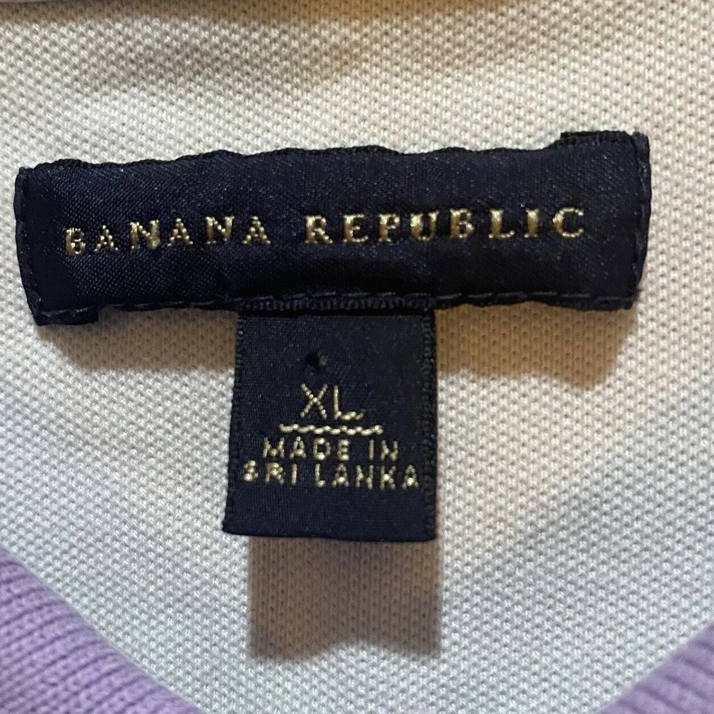 Banana Republic Mens Short Sleeve Polo Purple‎ Size XL Elephant Logo  Spring
